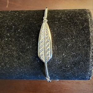 NWT Park Lane Silver feather with crystals bracelet. Adjustable size.